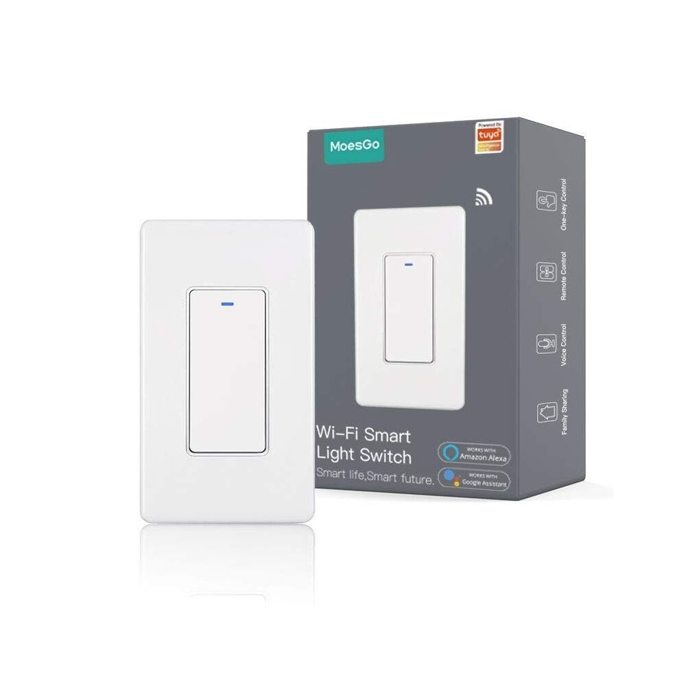 MoesGo WIFI Smart Switch 2 Gang Wall Light Remote Switch Alexa Google DS-122
